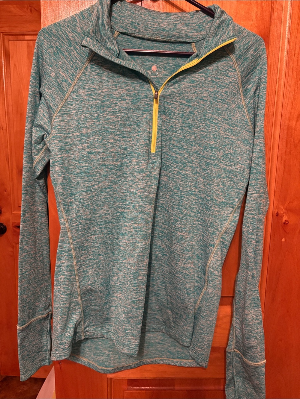 Women’s Teal Marled Quarter-Zip Performance Sweater